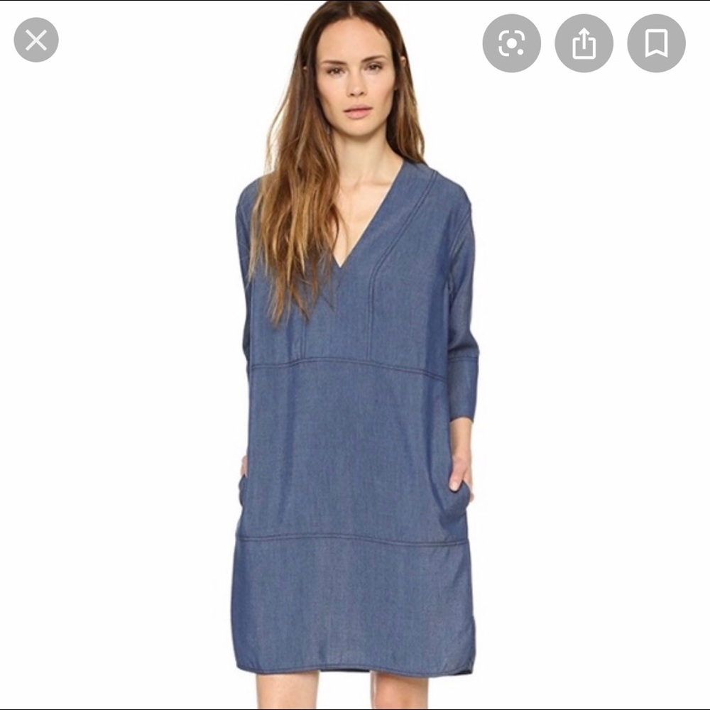 VINCE chambray shift dress size S NWT